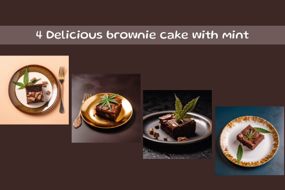 Delicious brownie cake with mint