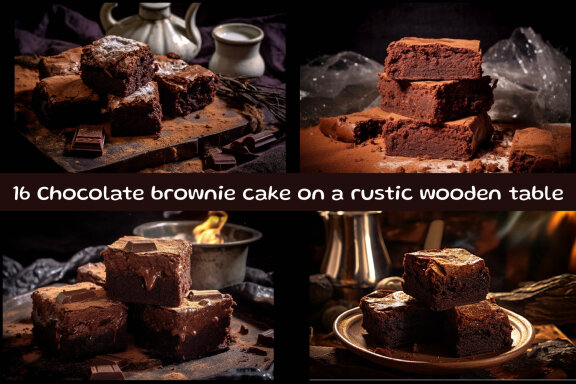Chocolate brownie cake on a rustic wooden table