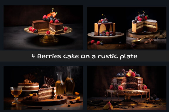 Berries cake on a rustic plate