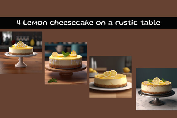 Lemon cheesecake on a rustic table