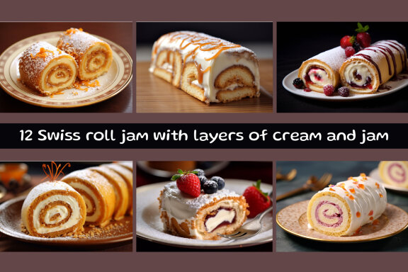 Swiss roll jam with layers of cream and jam