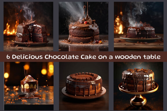 Delicious Chocolate Cake on a wooden table