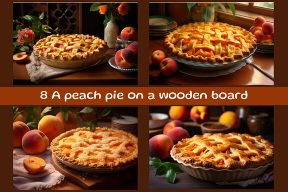 A peach pie on a wooden board
