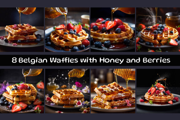 Belgian Waffles with Honey and Berries