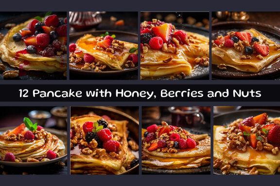 Pancake with Honey, Berries and Nuts