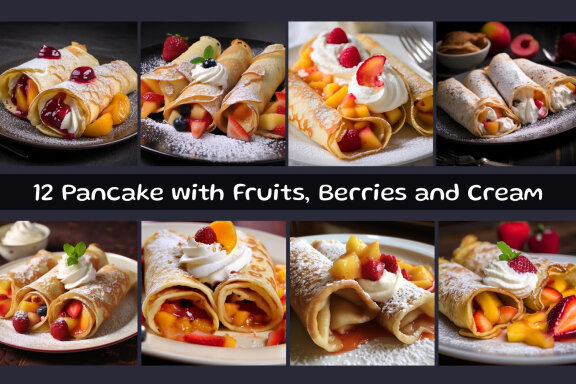 Pancake with Fruits, Berries and Cream