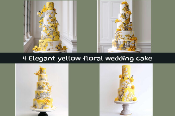  Elegant yellow floral wedding cake