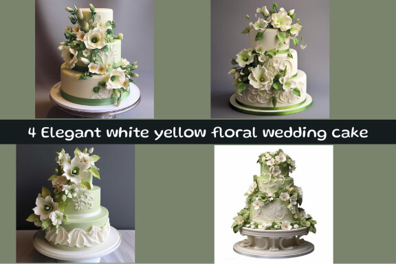 Elegant white yellow floral wedding cake