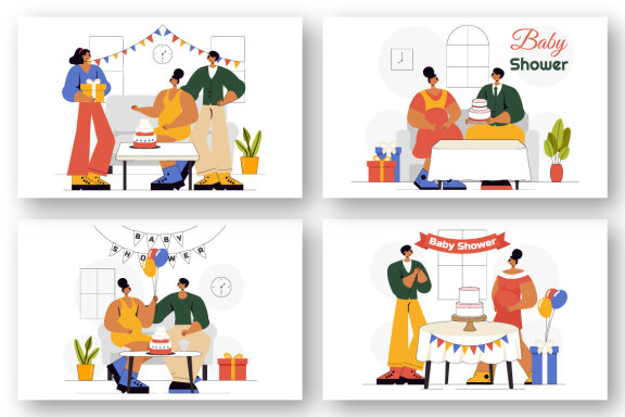 9 Baby Shower Celebration Illustration