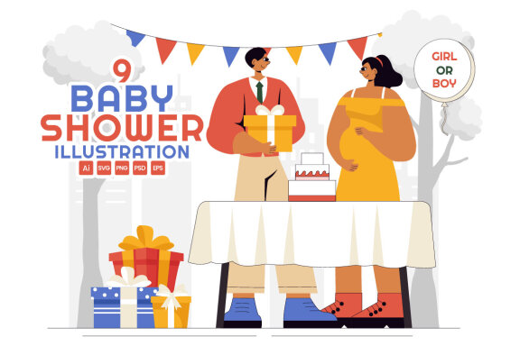 9 Baby Shower Celebration Illustration