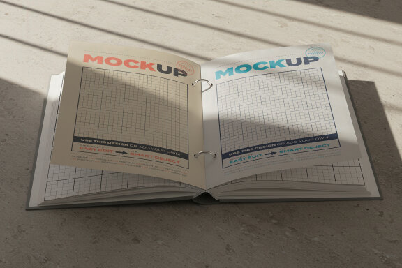 Folders and Books on Concrete Mockups