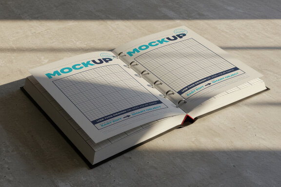 Folders and Books on Concrete Mockups