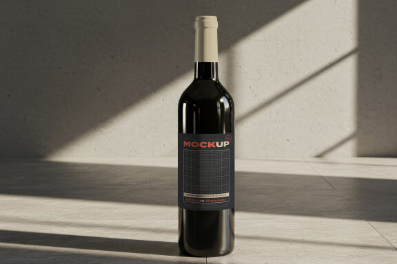 Wine Bottles on Concrete Floor Label Mockups