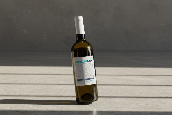 Wine Bottles on Concrete Floor Label Mockups