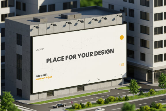 Tilt Shift City Effect Billboard Mockup