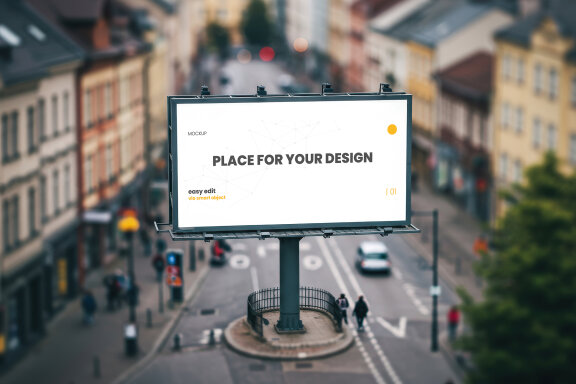 Tilt Shift City Effect Billboard Mockup