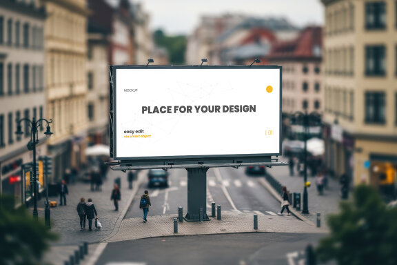 Tilt Shift City Effect Billboard Mockup