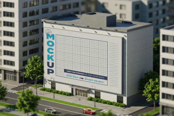 Tilt Shift City Effect Billboard Mockup