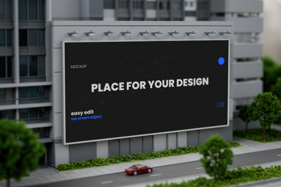 Tilt Shift City Effect Billboard Mockup