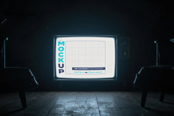 Old Style Retro Tv Screen Mystery Terror Mockup