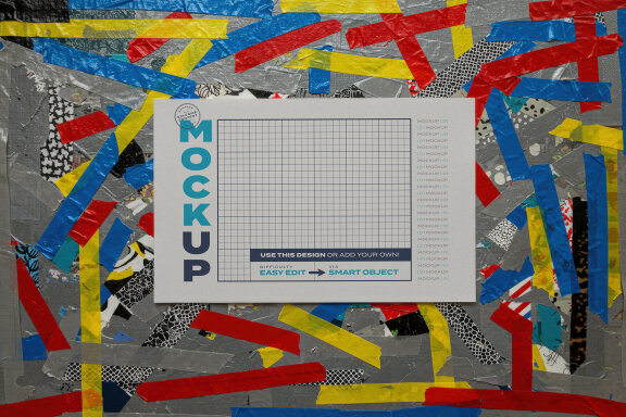 Colorful Collage Duct Tape Poster Mockups