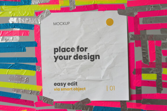 Colorful Collage Duct Tape Poster Mockups
