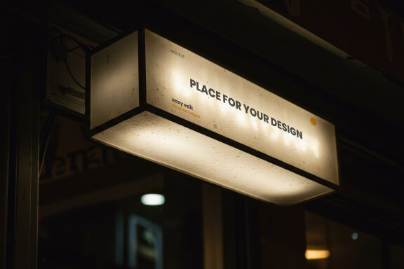 Store Front Sign with Light Mockups