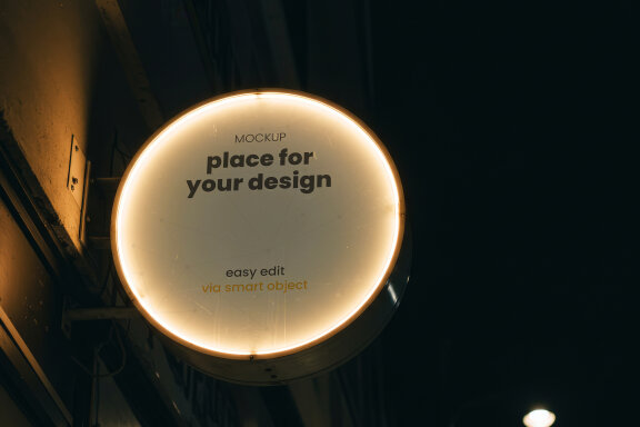 Store Front Sign with Light Mockups