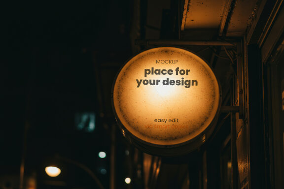 Store Front Sign with Light Mockups