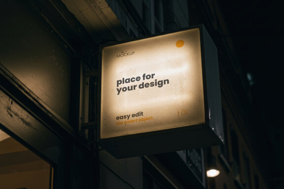 Store Front Sign with Light Mockups
