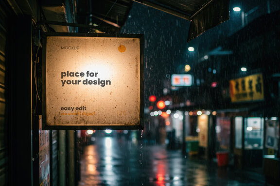Store Front Sign with Light Mockups