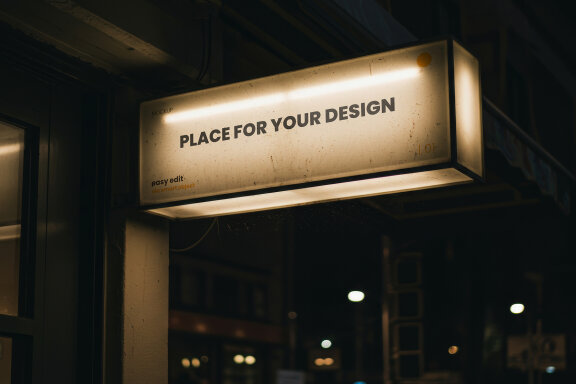 Store Front Sign with Light Mockups