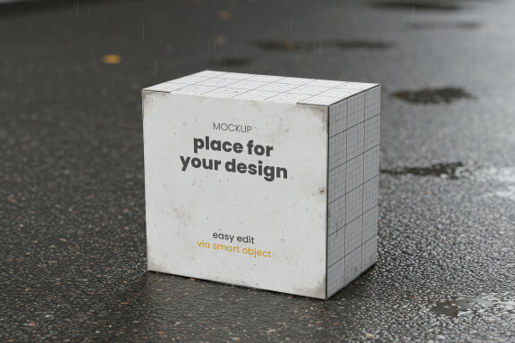Box on Concrete Street Mockups
