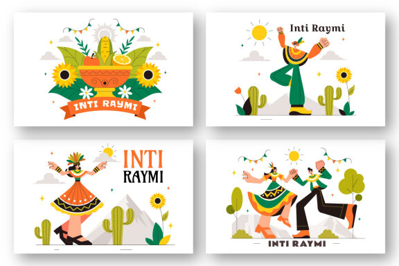 8 Inti Raymi Vector Illustration