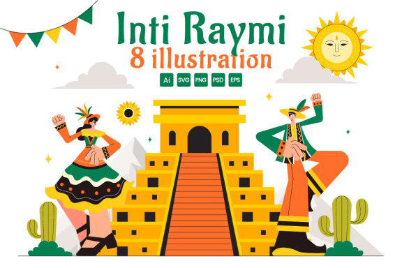 8 Inti Raymi Vector Illustration