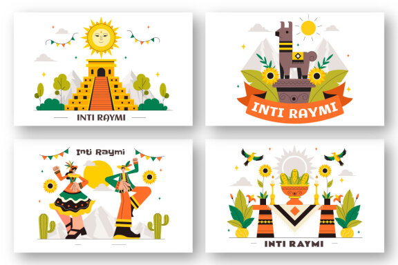 8 Inti Raymi Vector Illustration