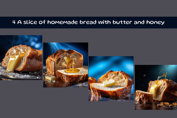 A slice of homemade bread with butter and honey
