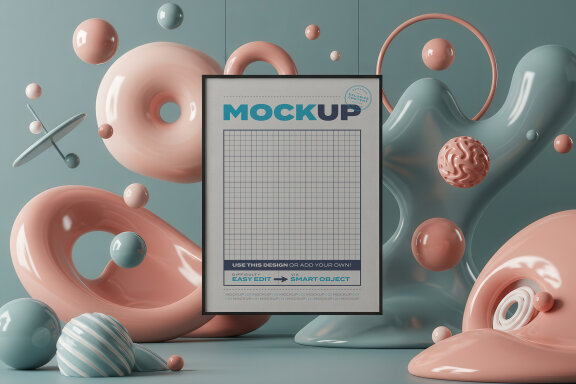 3d Artistic Shapes Hang Poster Mockups