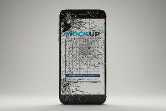 Cell Phone Shattered Broken Glass Mockups