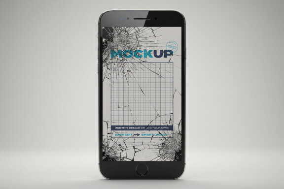 Cell Phone Shattered Broken Glass Mockups