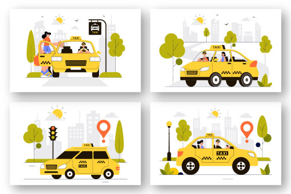 9 Taxi Booking Travel Service Illustration