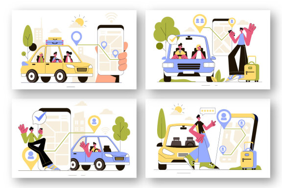 9 Ride Sharing Services Illustration