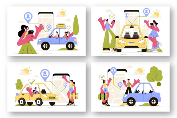 9 Ride Sharing Services Illustration