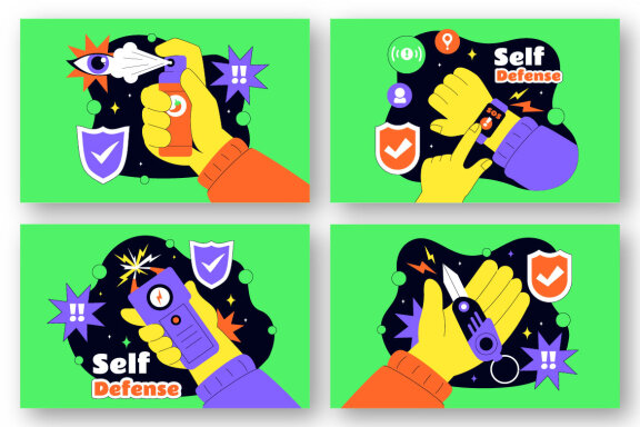 8 Self Defense Vector Illustration