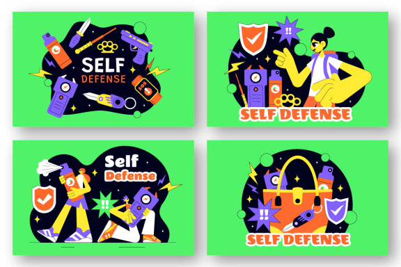 8 Self Defense Vector Illustration