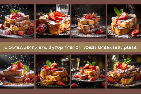 Strawberry and syrup french toast breakfast plate