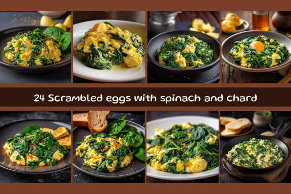 Scrambled eggs with spinach and chard