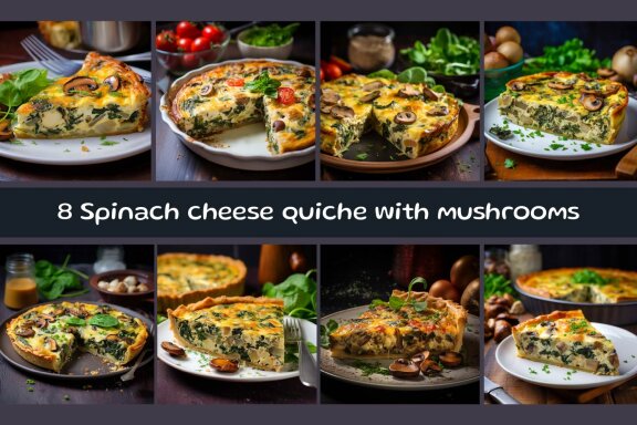 Spinach cheese quiche with mushrooms