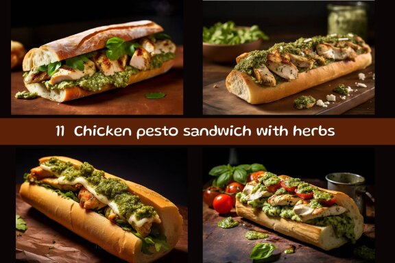 Chicken pesto sandwich with herbs