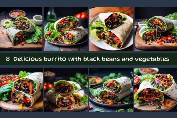 Delicious burrito with black beans and vegetables